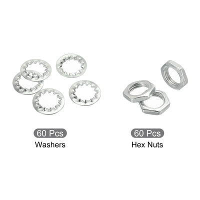 Harfington Lamp Tube Threaded Lock Nuts with Washers 1/8IP Thread Hex Fasteners for Chandelier Ceiling Light Repair Assembly DIY Hardware, Pack of 120