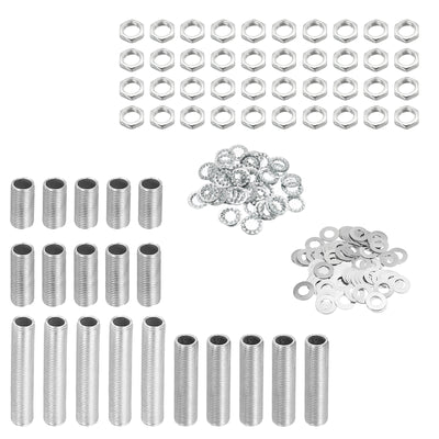 Harfington Lamp Pipe Kit with Lock Nuts Washers 1/8IP Thread Fasteners Assortment for Chandelier Ceiling Light Repair Assembly DIY Hardware, Pack of 140