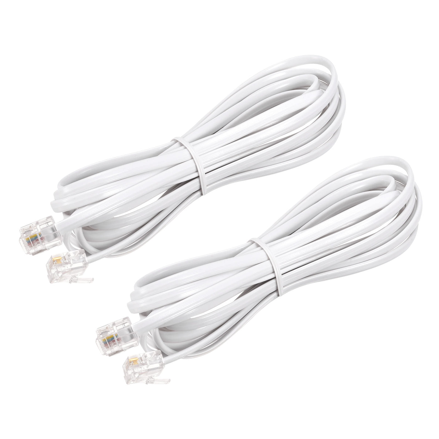 Harfington Phone Extension Cord Telephone Cable Phone Line Cord RJ11 6P4C Plugs, Male to Male for Phone and Fax 2pcs