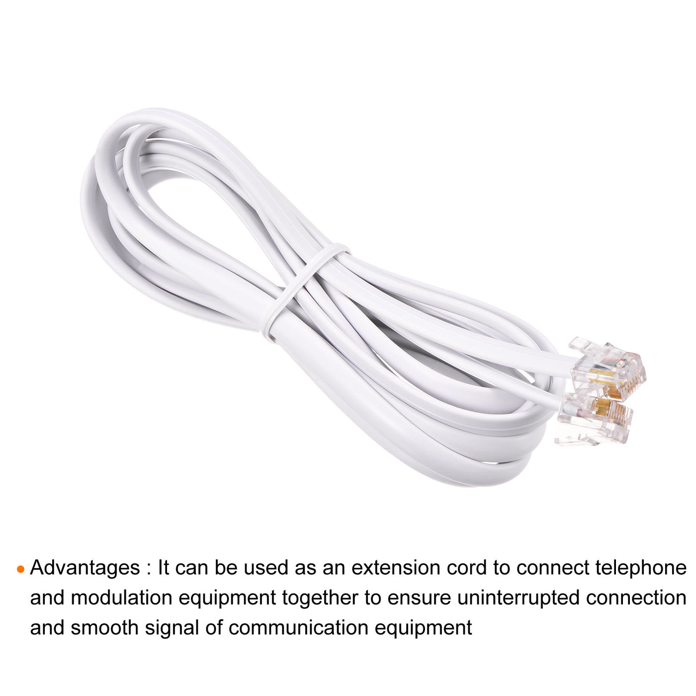 Harfington Phone Extension Cord Telephone Cable Phone Line Cord RJ11 6P6C Plugs, Male to Male for Phone and Fax