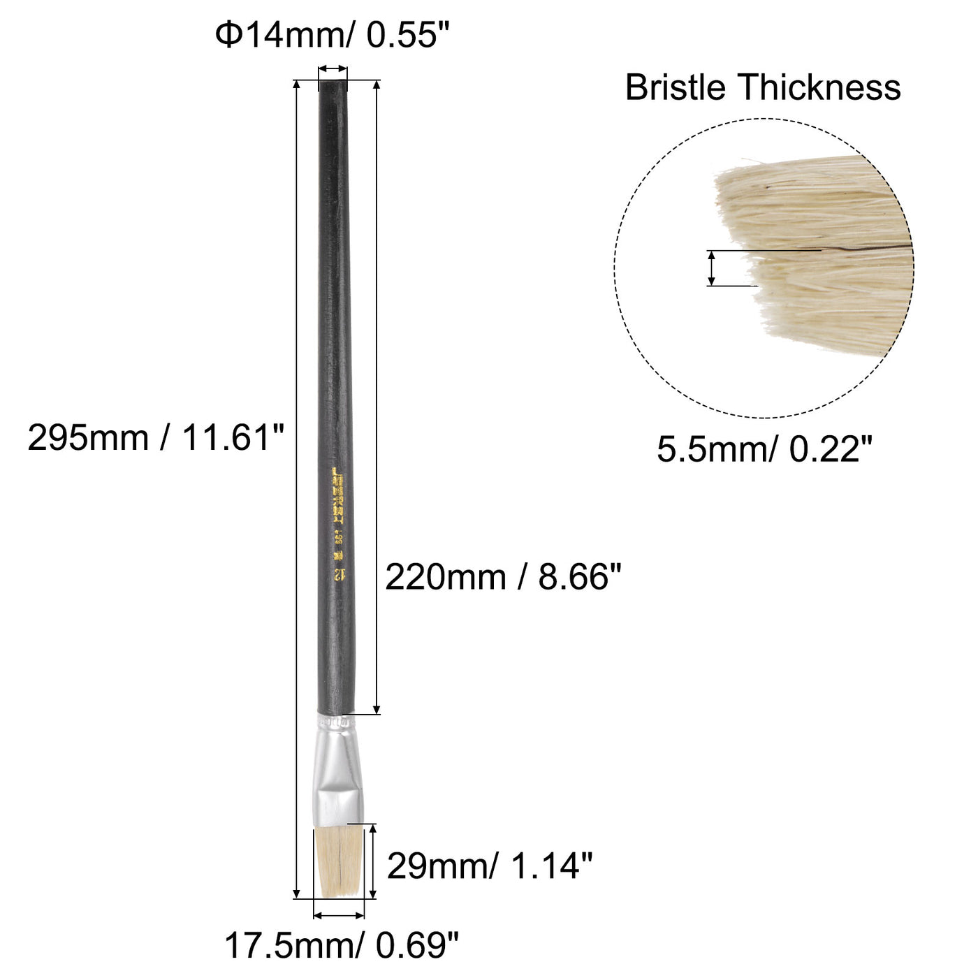 uxcell Uxcell Paint Brushes Flat Edge 0.69" Width 0.69" Thick Bristle with Wood Handle 5Pcs