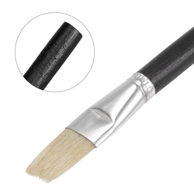 Harfington Uxcell Paint Brushes Flat Edge 0.69" Width 0.69" Thick Bristle with Wood Handle 5Pcs