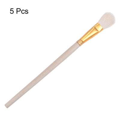 Harfington Uxcell Paint Brushes 0.43" Width Wool Bristle with Wood Handle 5Pcs