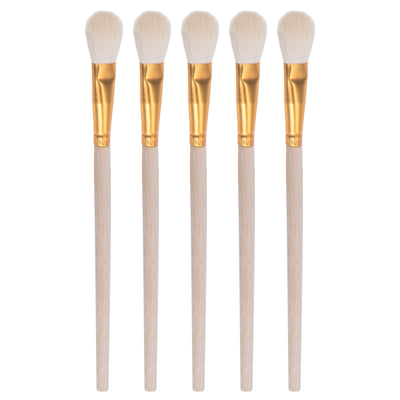Harfington Uxcell Paint Brushes 0.43" Width Wool Bristle with Wood Handle 5Pcs