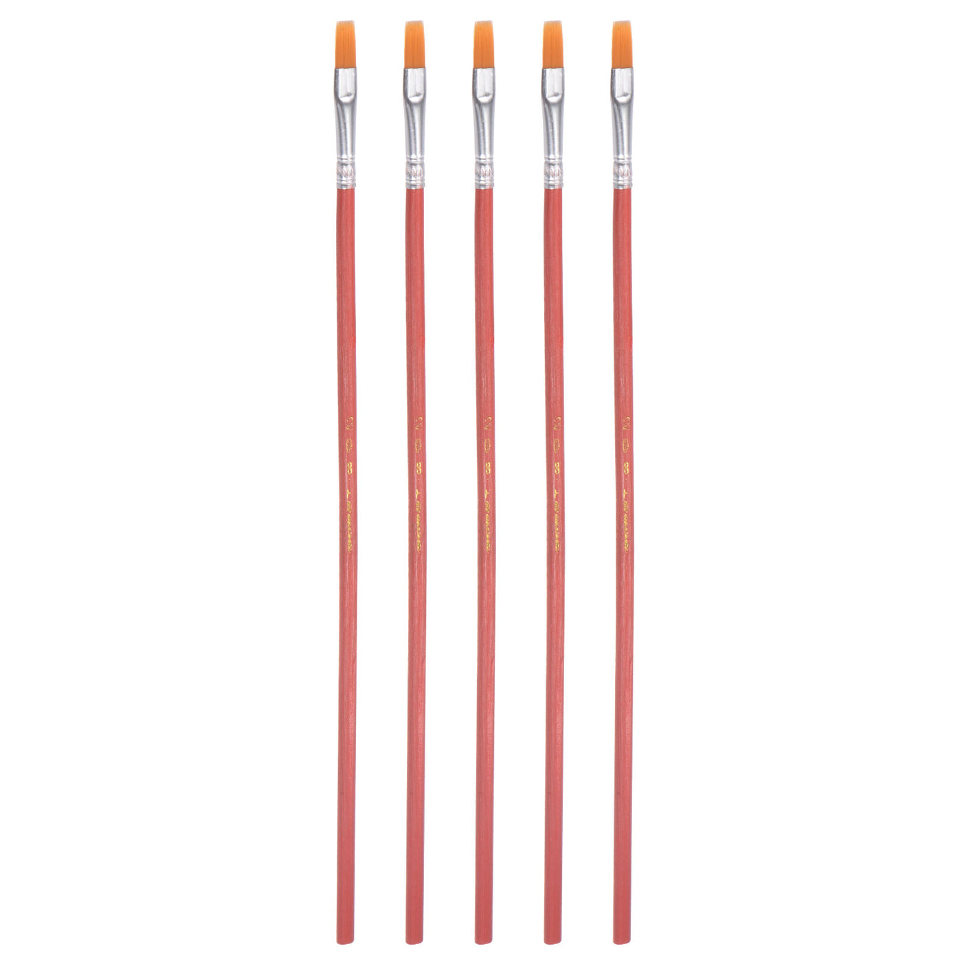 uxcell Uxcell Paint Brushes Flat Edge 0.22" Width 0.06" Thick Nylon Bristle Wood Handle 5Pcs