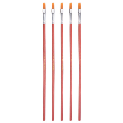 Harfington Uxcell Paint Brushes Flat Edge 0.22" Width 0.06" Thick Nylon Bristle Wood Handle 5Pcs