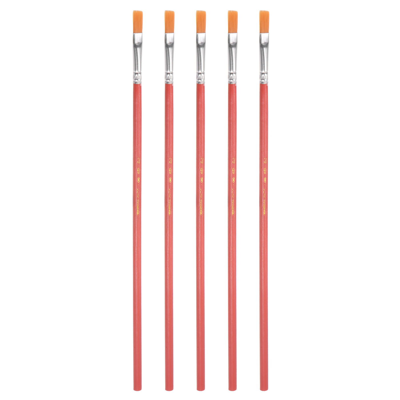 uxcell Uxcell Paint Brushes Flat Edge 0.24" Width 0.04" Thick Nylon Bristle Wood Handle 5Pcs