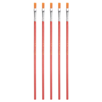 Harfington Uxcell Paint Brushes Flat Edge 0.24" Width 0.04" Thick Nylon Bristle Wood Handle 5Pcs