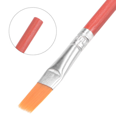Harfington Uxcell Paint Brushes Flat Edge 0.28" Width 0.06" Thick Nylon Bristle Wood Handle 5Pcs