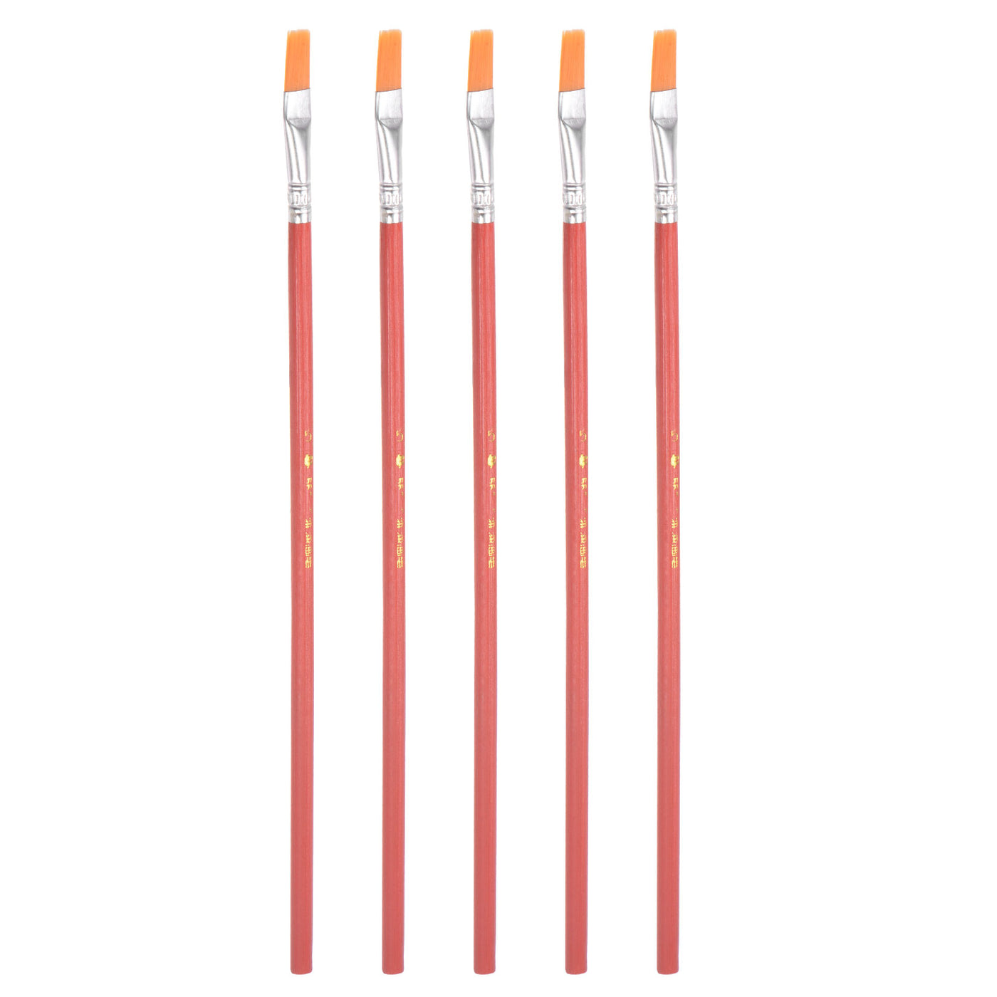 uxcell Uxcell Paint Brushes Flat Edge 0.28" Width 0.06" Thick Nylon Bristle Wood Handle 5Pcs
