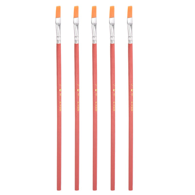 Harfington Uxcell Paint Brushes Flat Edge 0.28" Width 0.06" Thick Nylon Bristle Wood Handle 5Pcs