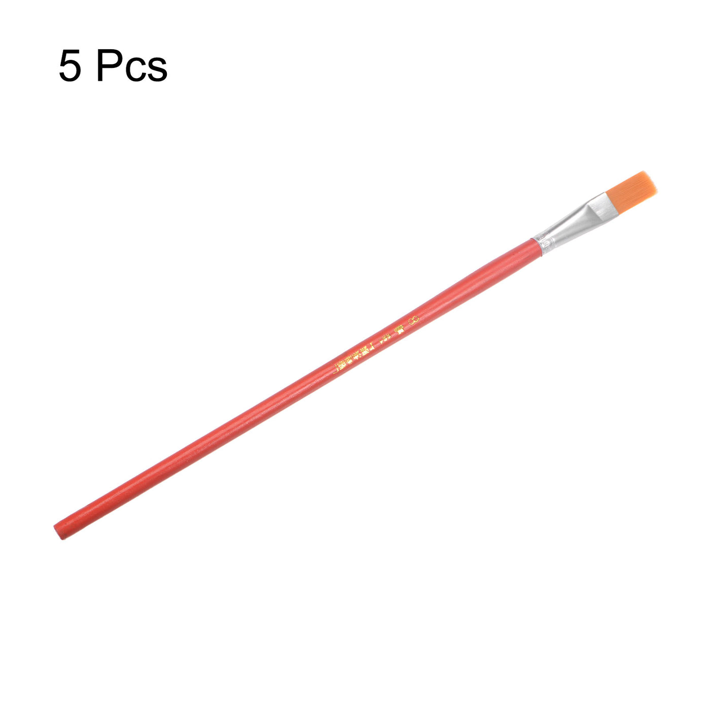 uxcell Uxcell Paint Brushes Flat Edge 0.39" Width 0.12" Thick Nylon Bristle Wood Handle 5Pcs