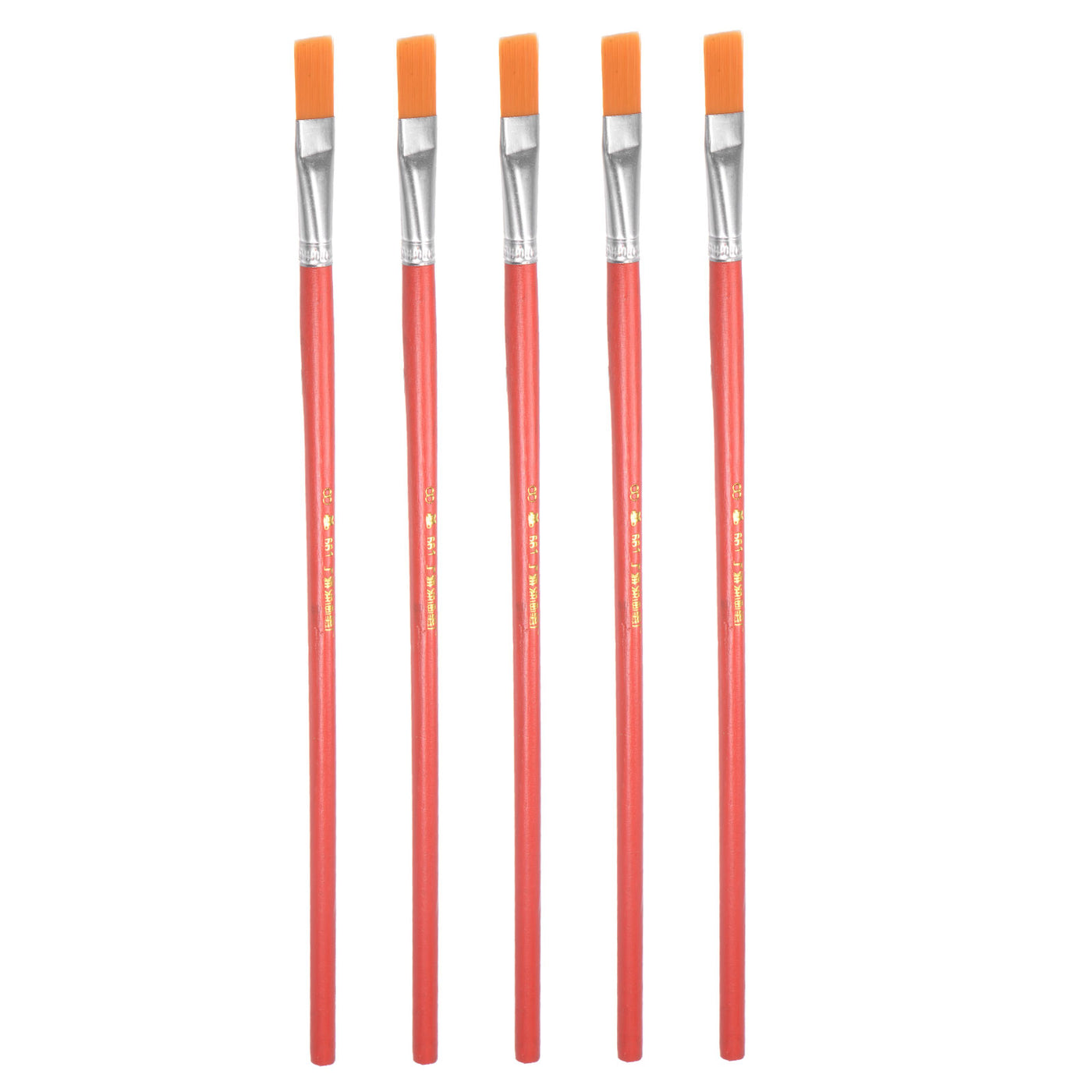 uxcell Uxcell Paint Brushes Flat Edge 0.39" Width 0.12" Thick Nylon Bristle Wood Handle 5Pcs