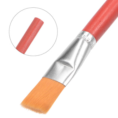 Harfington Uxcell Paint Brushes Flat Edge 0.71" Width 0.16" Thick Nylon Bristle Wood Handle 5Pcs