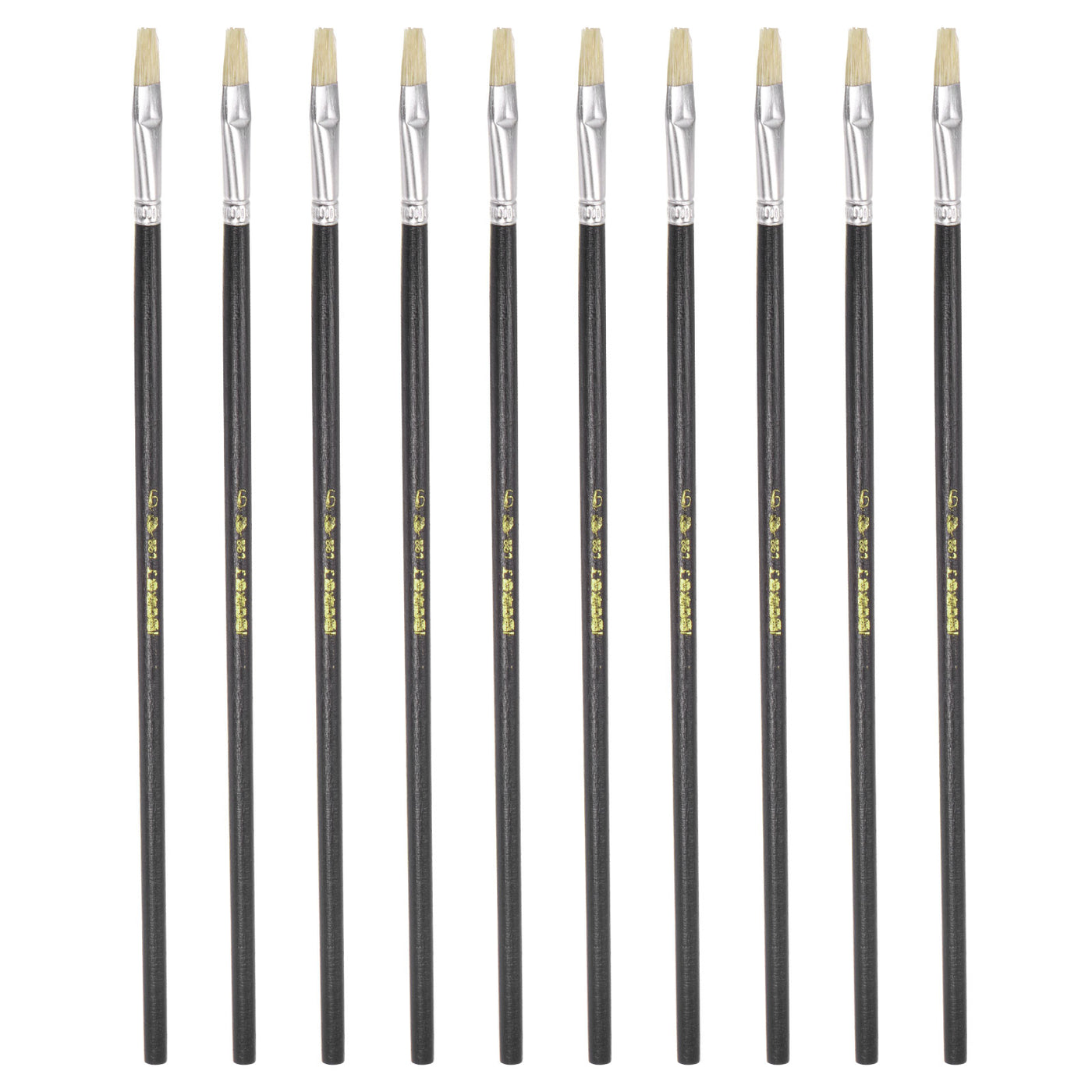 uxcell Uxcell Paint Brushes Flat Edge 0.28" Width 0.08" Thick Bristle with Wood Handle 10Pcs
