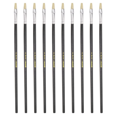 Harfington Uxcell Paint Brushes Flat Edge 0.28" Width 0.08" Thick Bristle with Wood Handle 10Pcs