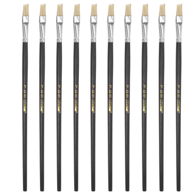 Harfington Uxcell Paint Brushes Flat Edge 0.37" Width 0.1" Thick Bristle with Wood Handle 10Pcs