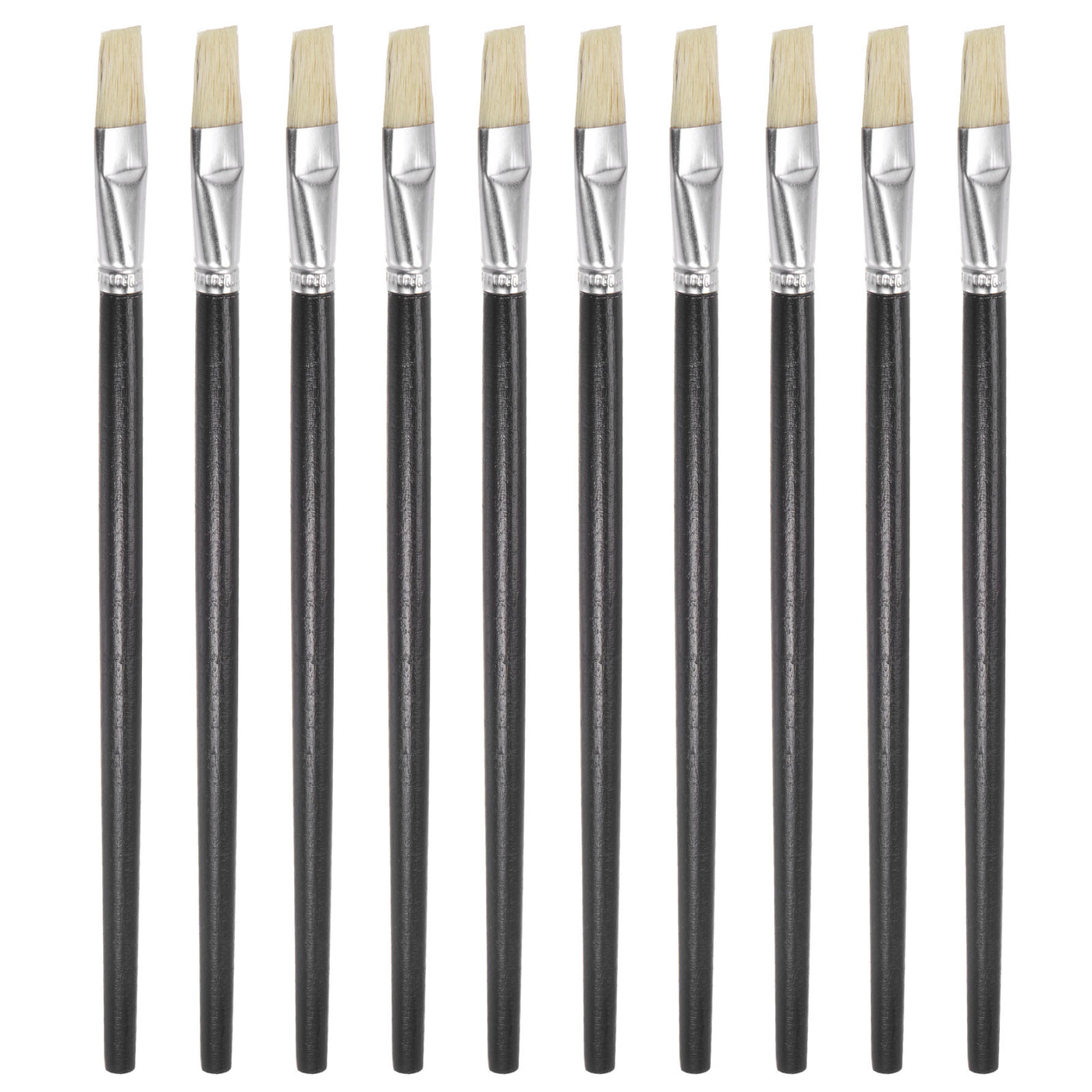 uxcell Uxcell Paint Brushes Flat Edge 0.69" Width 0.22" Thick Bristle with Wood Handle 10Pcs