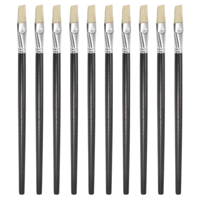 Harfington Uxcell Paint Brushes Flat Edge 0.69" Width 0.22" Thick Bristle with Wood Handle 10Pcs