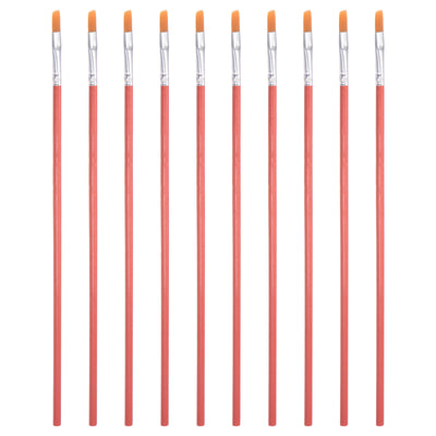 Harfington Uxcell Paint Brushes Flat Edge 0.23" Width 0.05" Thick Nylon Bristle Wood Handle 10Pcs