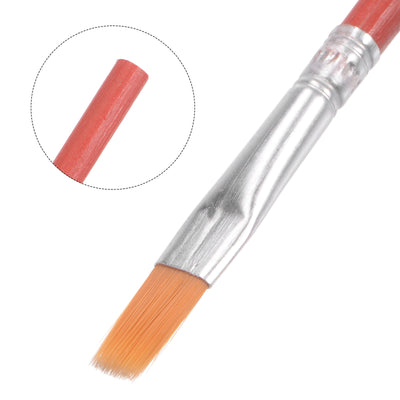 Harfington Uxcell Paint Brushes Flat Edge 0.22" Width 0.06" Thick Nylon Bristle Wood Handle 10Pcs