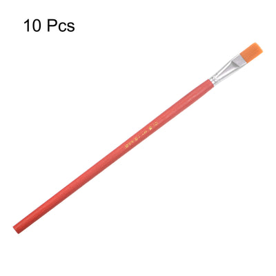 Harfington Uxcell Paint Brushes Flat Edge 0.45" Width 0.14" Thick Nylon Bristle Wood Handle 10Pcs