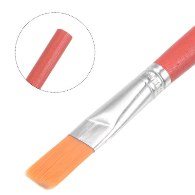 Harfington Uxcell Paint Brushes Flat Edge 0.45" Width 0.14" Thick Nylon Bristle Wood Handle 10Pcs