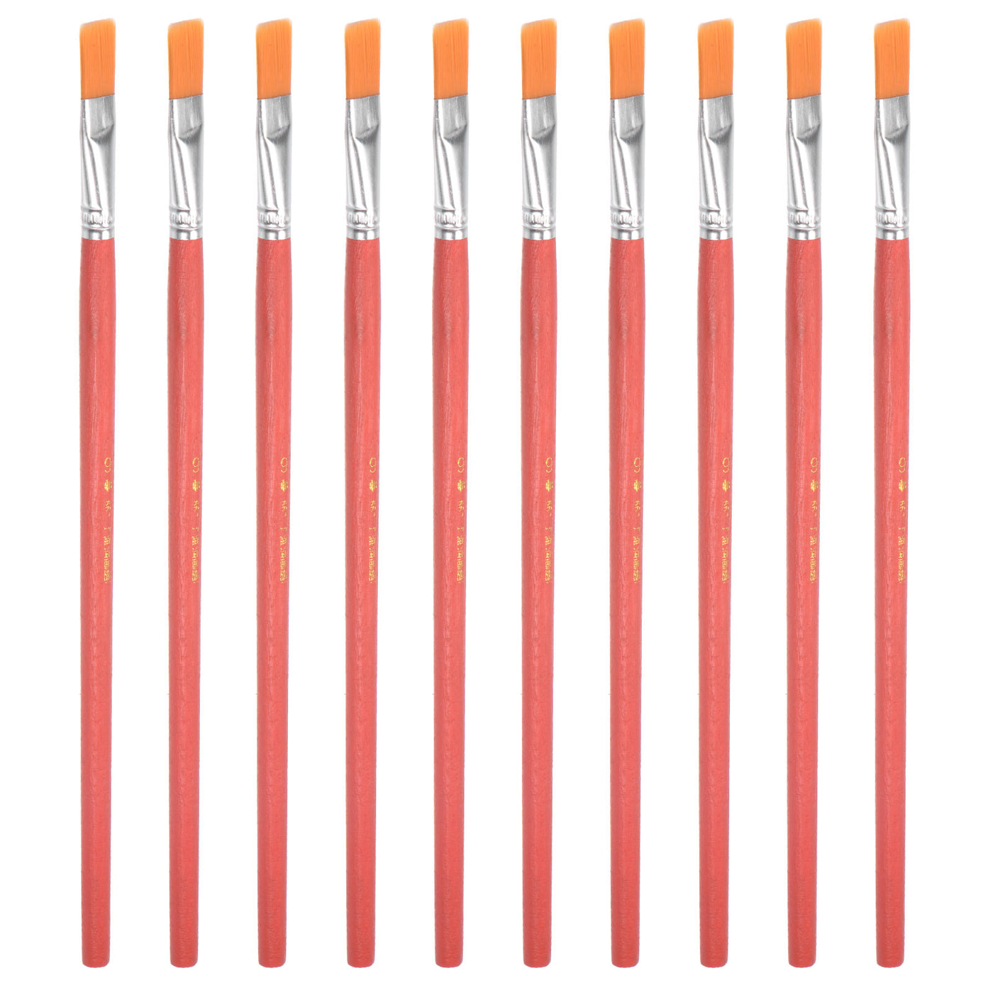 uxcell Uxcell Paint Brushes Flat Edge 0.45" Width 0.14" Thick Nylon Bristle Wood Handle 10Pcs