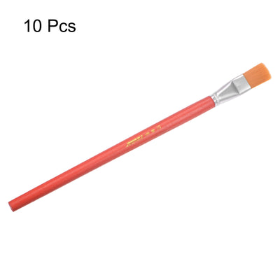 Harfington Uxcell Paint Brushes Flat Edge 0.71" Width 0.18" Thick Nylon Bristle Wood Handle 10Pcs