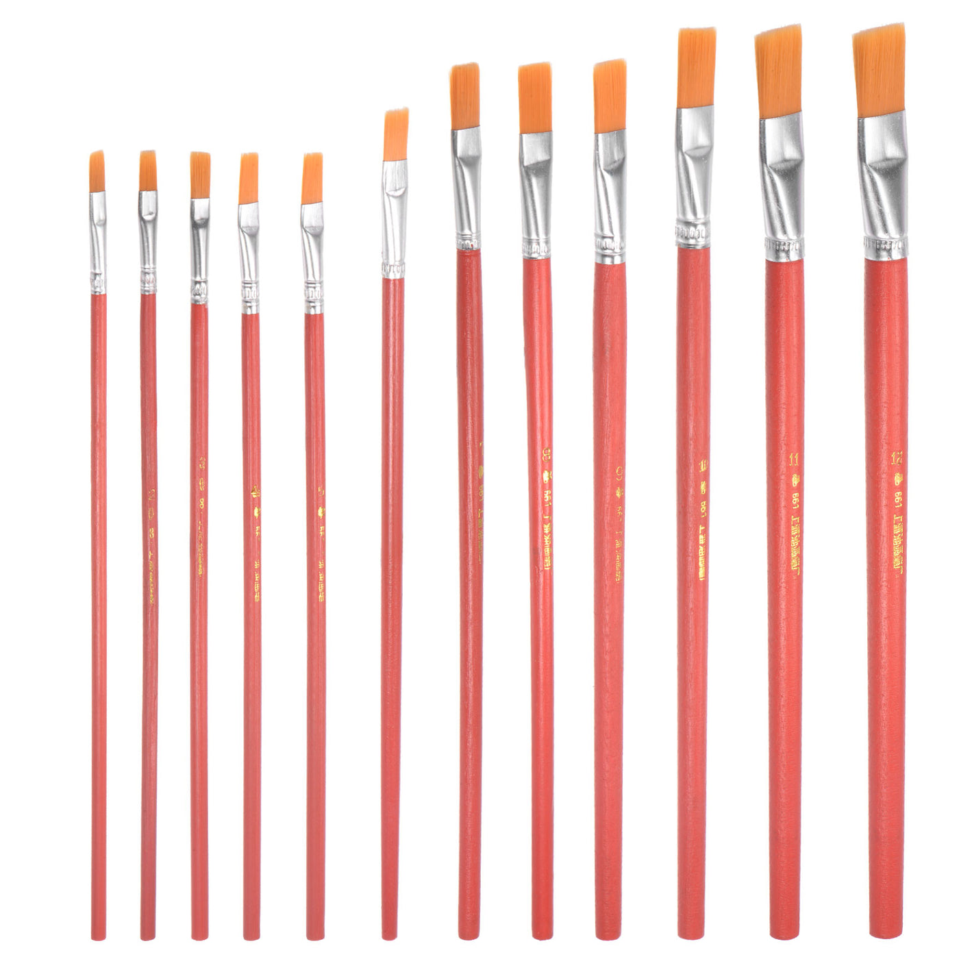 uxcell Uxcell Paint Brushes Flat Edge 0.22" Width Nylon Bristle with Wood Handle 2Sets
