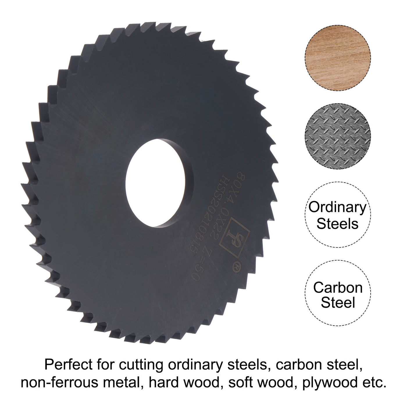 uxcell Uxcell 80mm Dia 22mm Arbor 4mm Thick 50 Tooth Nitriding Circular Saw Blade Cutter
