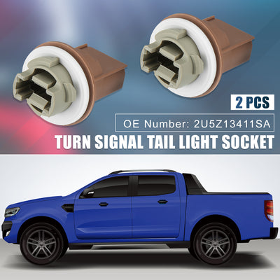 Harfington Turn Signal Tail Light Socket 2U5Z13411SA Tail Lamp Plug Connectors Holder Brown for Ford F150 F20 F350 2014-2016 (Set of 2)