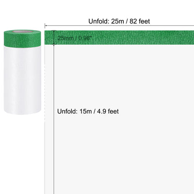Harfington Uxcell Pre-Taped Masking Film 4.9 Ft x 82ft with High-Tack Painters Tape 3Pcs