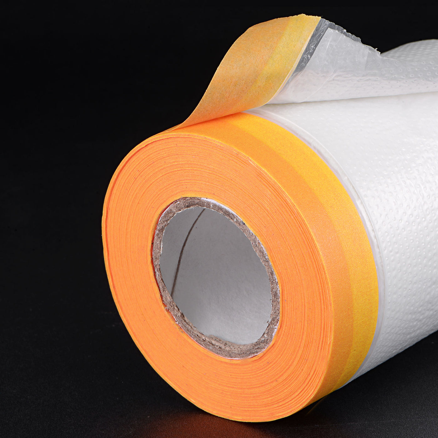 uxcell Uxcell Pre-Taped Masking Film, 6.6 Ft x 49ft High-Tack Painters Tape Orange 3Pcs
