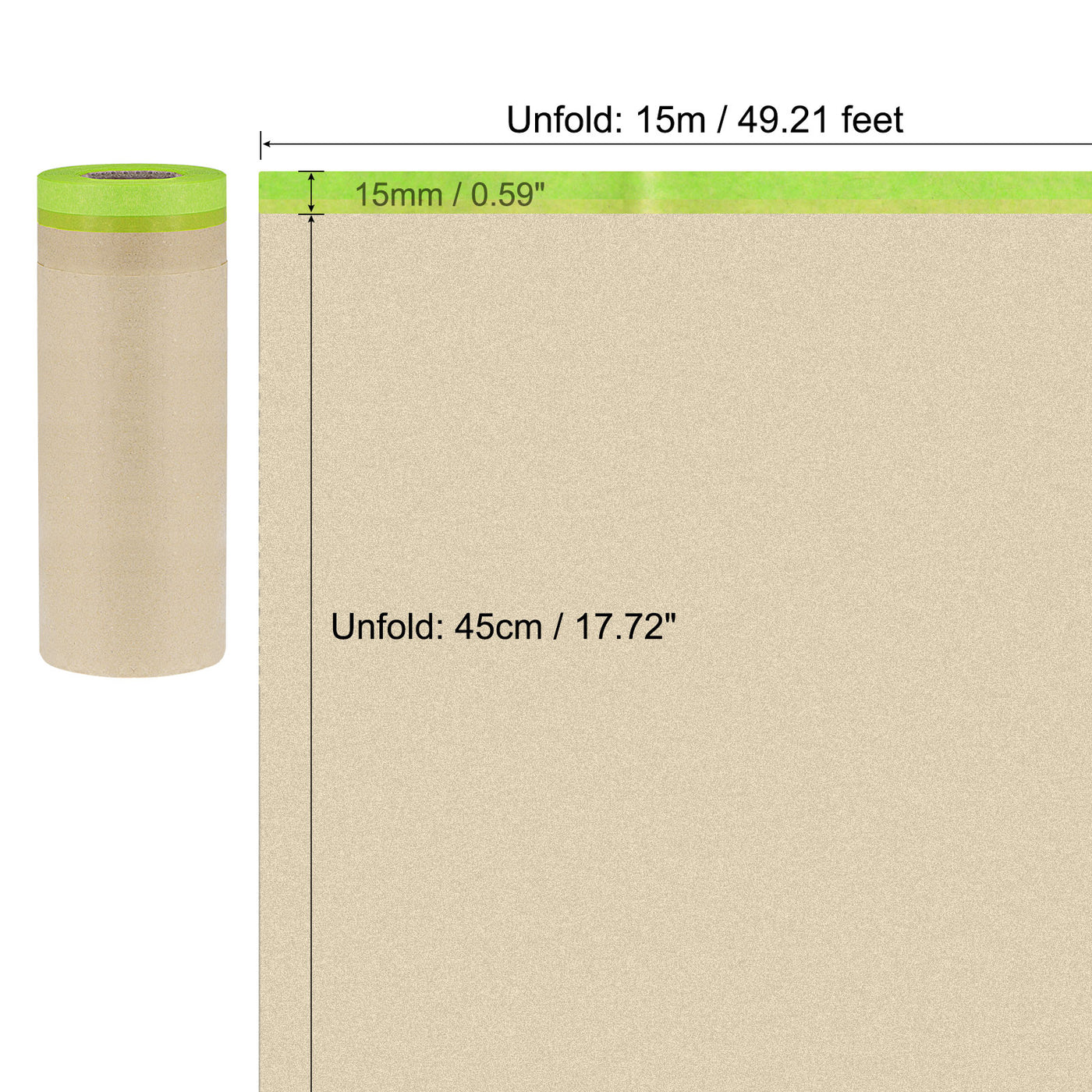 uxcell Uxcell Pre-Taped Masking Film 17.7" x 49ft Brown Paper W Medium-Tack Painters Tape 3Pcs