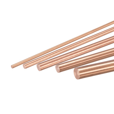 Harfington 2,3,4,5,6mm Dia. 100mm Length Solid Copper Round Rod Lathe Bar Stock 5in 1set