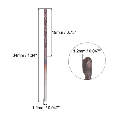 Harfington Uxcell 1.2mm DIN K45 Tungsten Carbide AlTiSin Coated Drill Bit for Stainless Steel