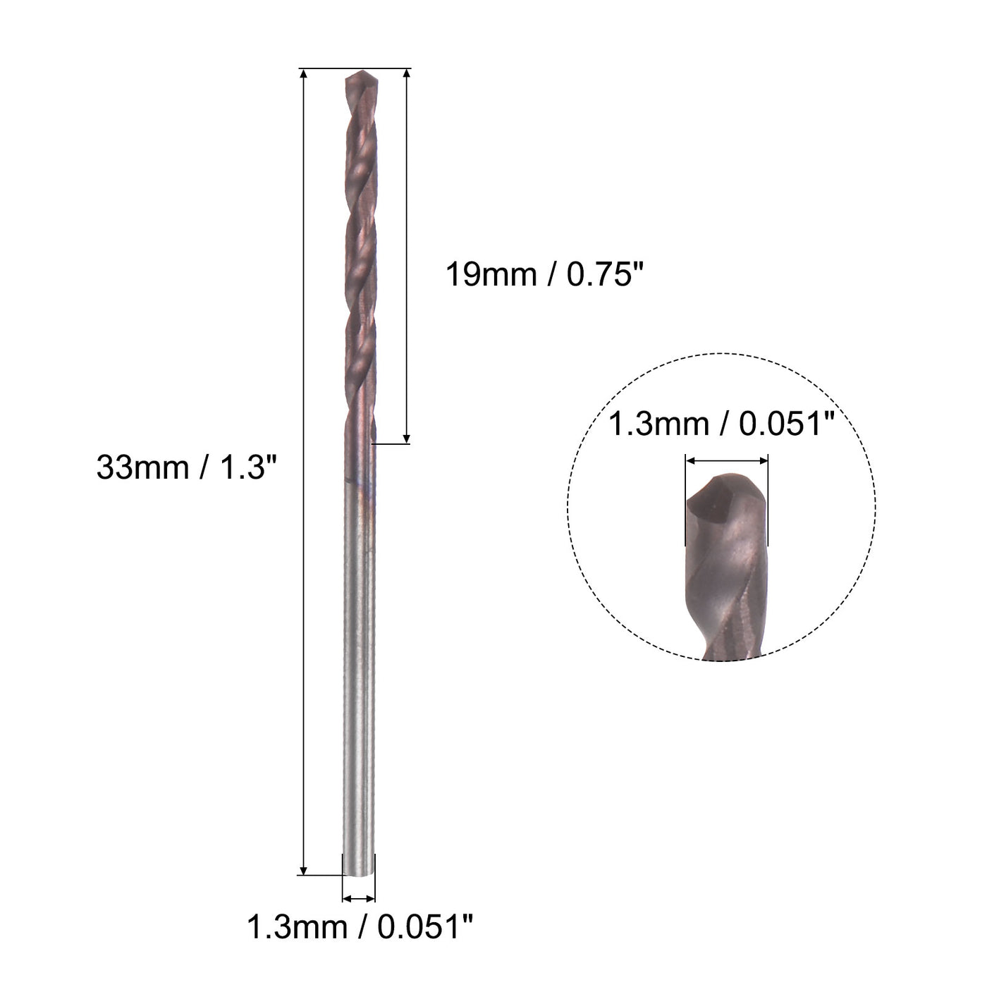 uxcell Uxcell 1.3mm DIN K45 Tungsten Carbide AlTiSin Coated Drill Bit for Stainless Steel