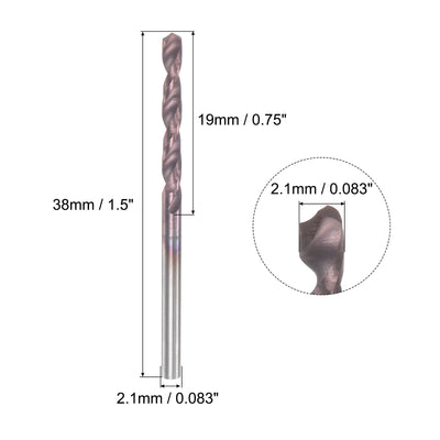 Harfington Uxcell 2.1mm DIN K45 Tungsten Carbide AlTiSin Coated Drill Bit for Stainless Steel