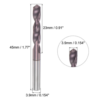 Harfington Uxcell 3.9mm DIN K45 Tungsten Carbide AlTiSin Coated Drill Bit for Stainless Steel