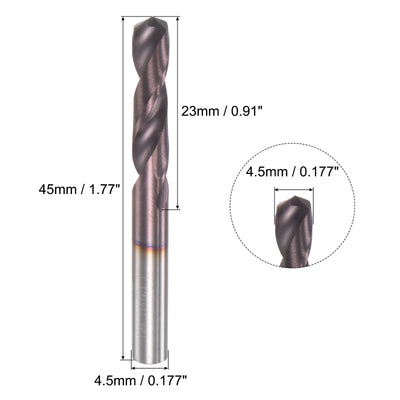 Harfington Uxcell 4.5mm DIN K45 Tungsten Carbide AlTiSin Coated Drill Bit for Stainless Steel
