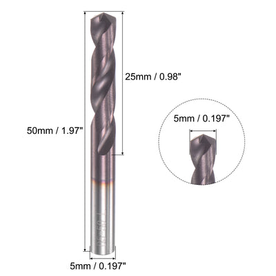 Harfington Uxcell 5mm DIN K45 Tungsten Carbide AlTiSin Coated Drill Bit for Stainless Steel