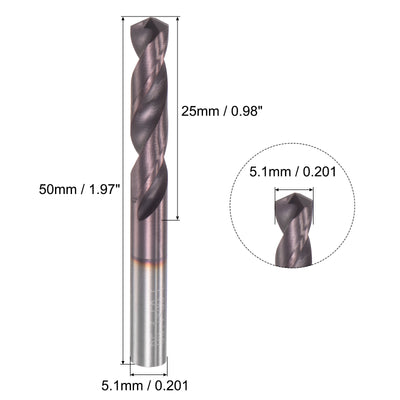 Harfington Uxcell 5.1mm DIN K45 Tungsten Carbide AlTiSin Coated Drill Bit for Stainless Steel