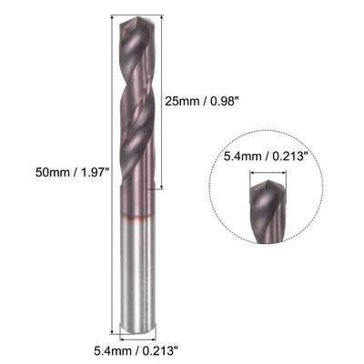 Harfington Uxcell 5.4mm DIN K45 Tungsten Carbide AlTiSin Coated Drill Bit for Stainless Steel