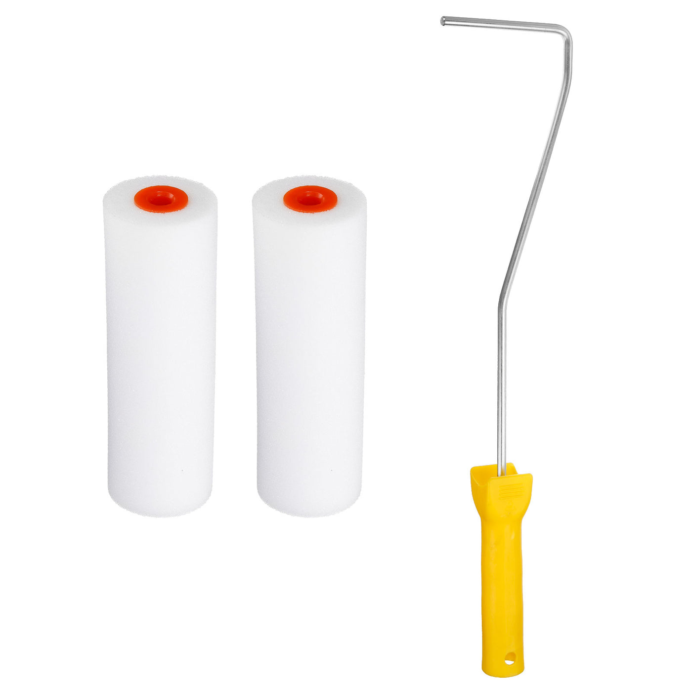 uxcell Uxcell 3Pcs Paint Roller Set, 2Pcs 4" Water Based Sponge Roller Covers and 16" Paint Roller Frame