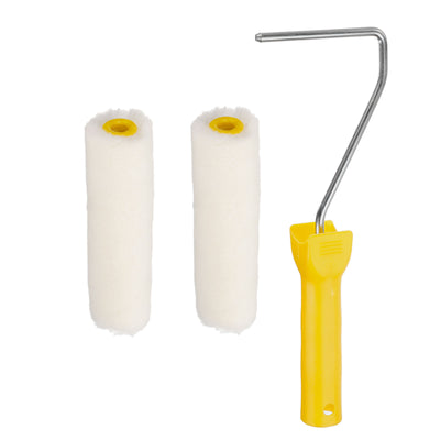 Harfington Uxcell 3Pcs Paint Roller Kit, 2Pcs 7mm Thickness 4" Wool Roller Covers and 10" Frame