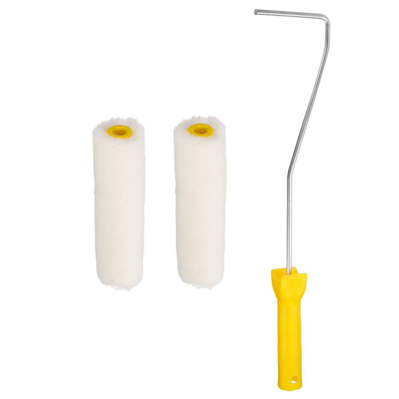 uxcell Uxcell 3Pcs Paint Roller Kit, 2Pcs 7mm Thickness 4" Wool Roller Covers and 16" Frame