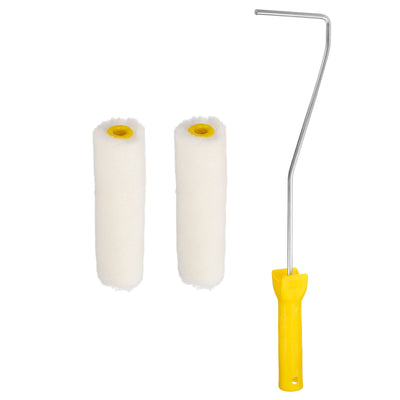 Harfington Uxcell 3Pcs Paint Roller Kit, 2Pcs 7mm Thickness 4" Wool Roller Covers and 16" Frame