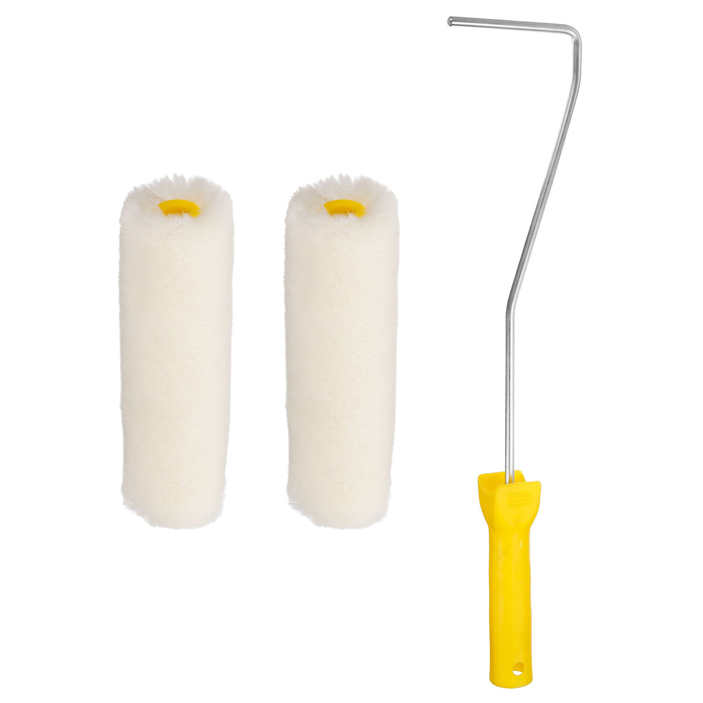 uxcell Uxcell 3Pcs Paint Roller Kit, 2Pcs 9mm Thickness 4" Wool Roller Covers and 16" Frame