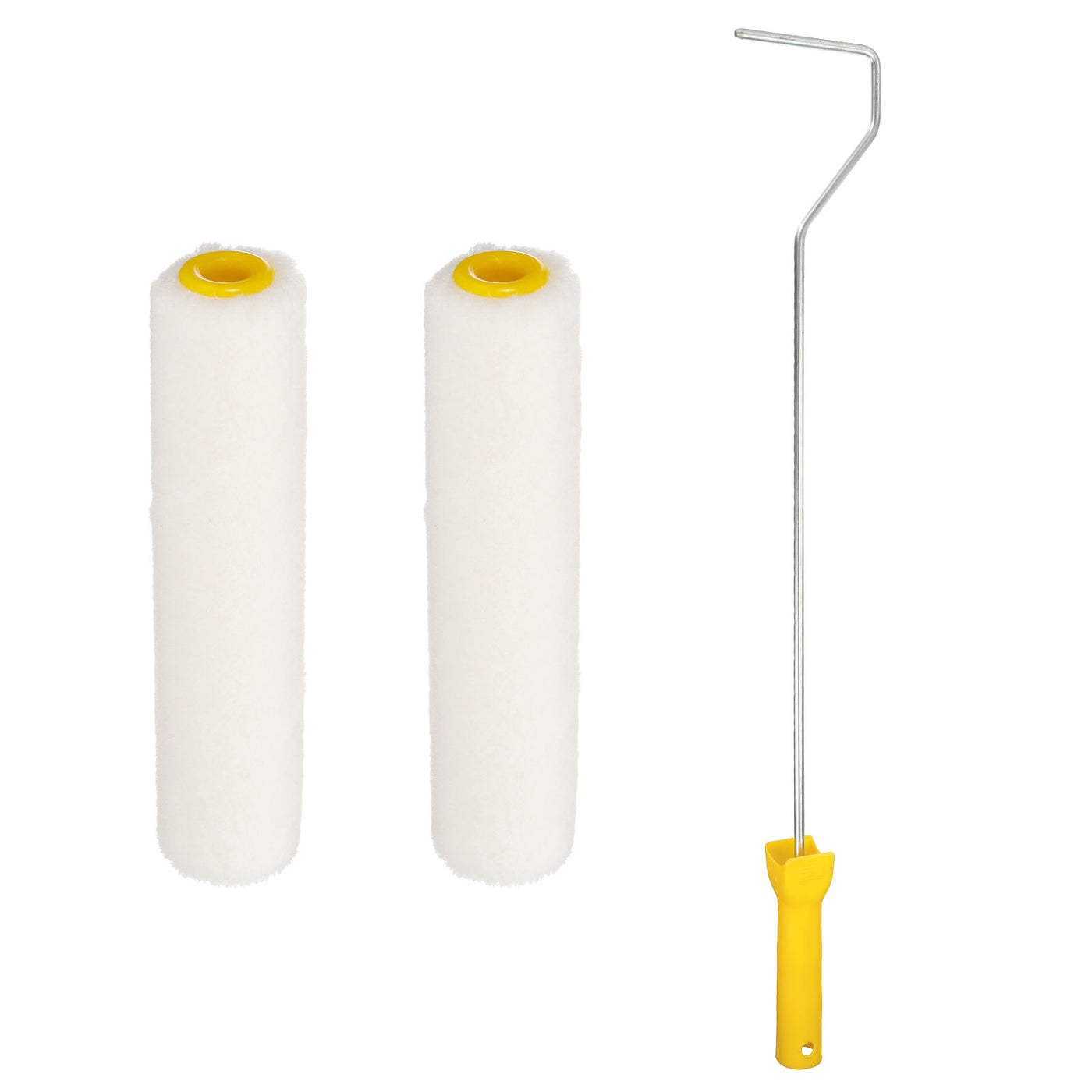 uxcell Uxcell 3Pcs Paint Roller Kit, 2Pcs 4mm Thickness 4" Wool Roller Covers and 23" Frame